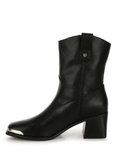 Iliad Genuine Leather Metallic Accent Ankle Boots