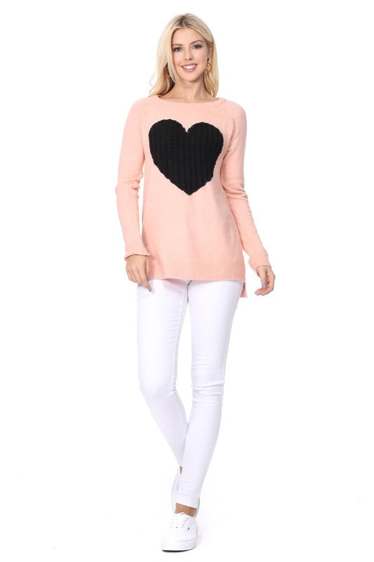 Shop Cozy Heart Jacquard Round Neck Pullover Sweater | Boutique Clothing, Sweaters, USA Boutique