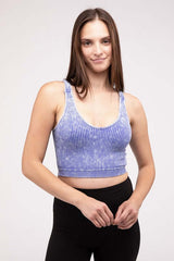 Washed Ribbed Cropped V-Neck Tank Top, ZENANA, $ 25.95