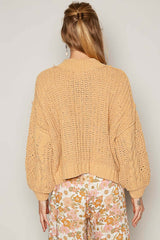 Women's Honey Gold Mock Neck Cable Knit Sweater | USA Boutique, POL, $ 58.00