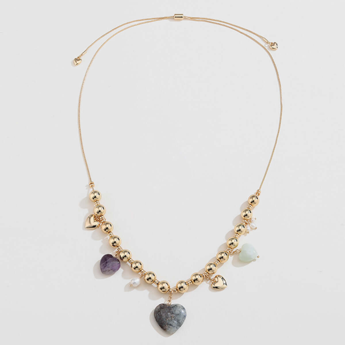 Natural Stone Gold-Plated Heart Necklace, Generic, A Moment Of Now