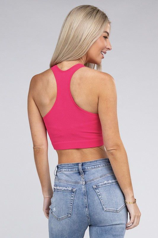 Shop Women's Ribbed Cropped Racerback Tank Top | Shop Boutique Clothing, Tank Tops, USA Boutique