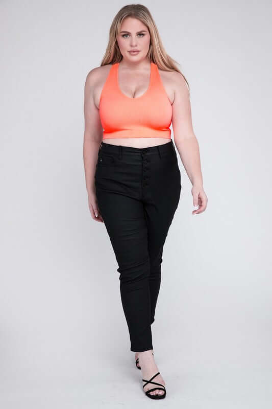 Plus Ribbed Cropped Racerback Tank Top, ZENANA, $ 19.00