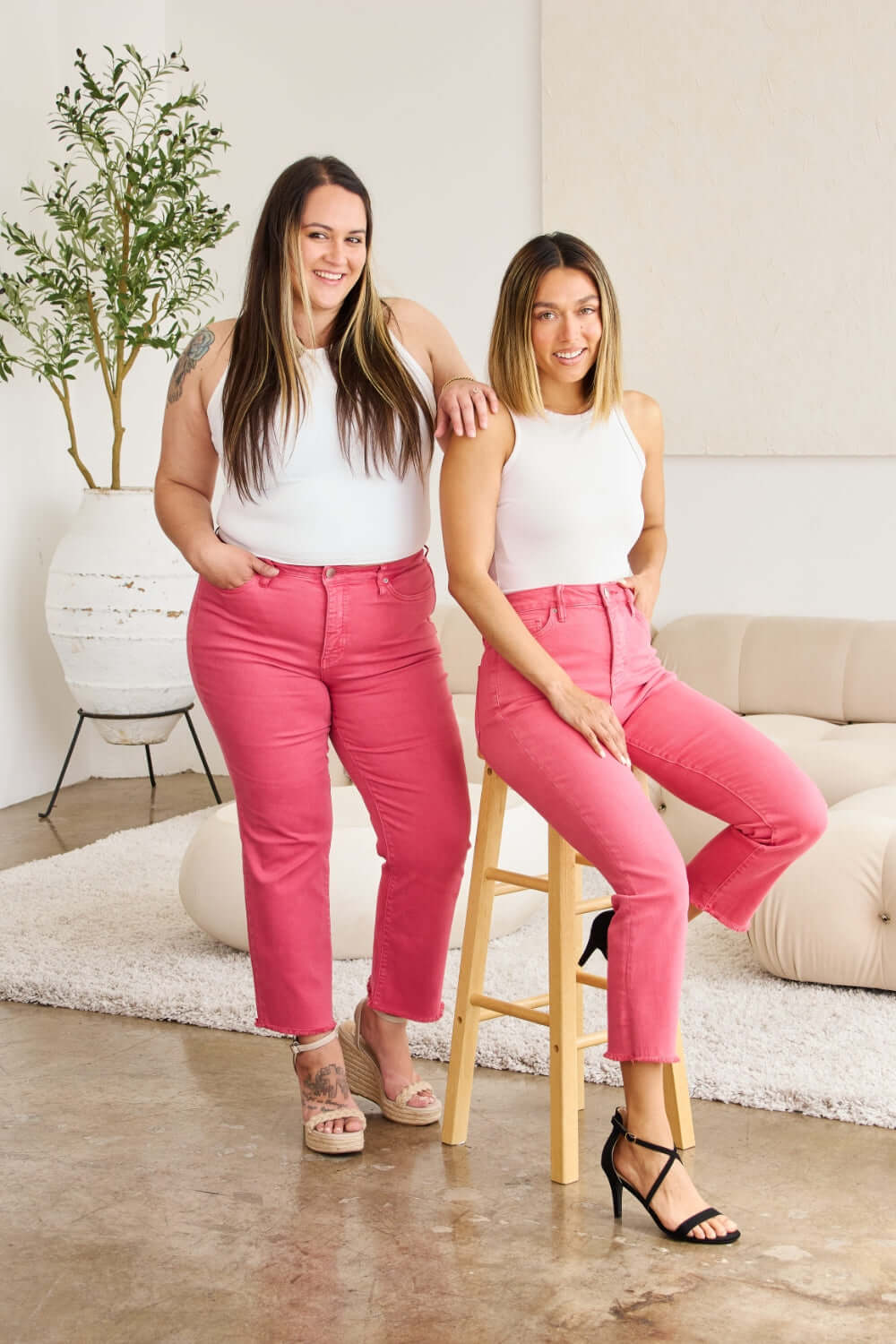 Sunkissed Pink Crop Dylan Tummy Control Jeans, Jeans, $ 59.00, A Moment Of Now™