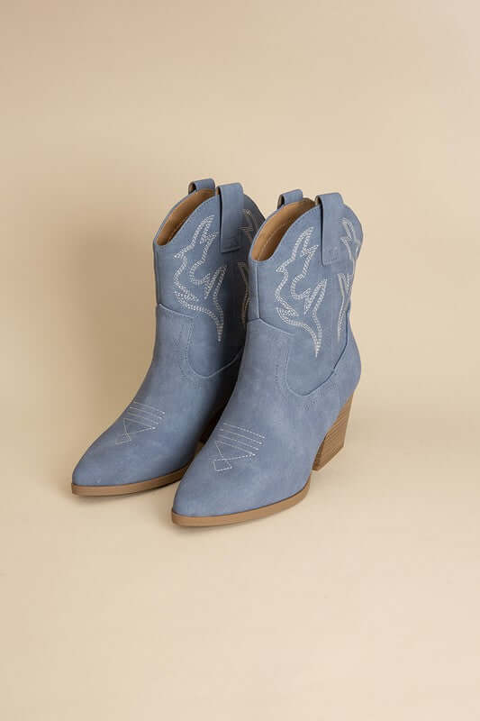 Blazing-S Western Cowgirl Embroidery Ankle Boots