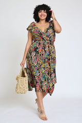 Shop Plus Size Floral Print Ruffle V-Neck Sash Dress USA Boutique Clothing, Dresses, USA Boutique