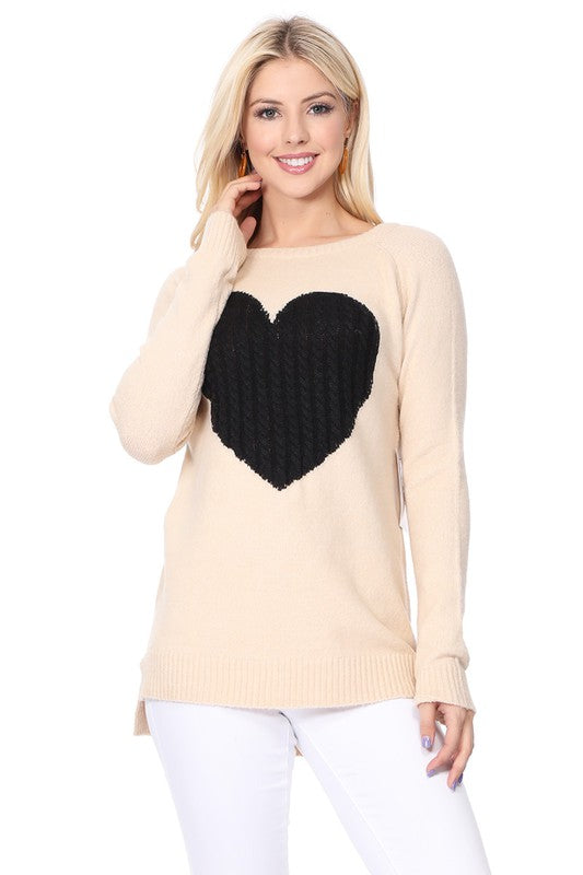 Shop Cozy Heart Jacquard Round Neck Pullover Sweater | Boutique Clothing, Sweaters, USA Boutique