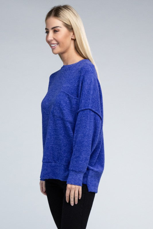 Shop Women's Brushed Melange Drop Shoulder Oversized Sweater , Sweaters, USA Boutique