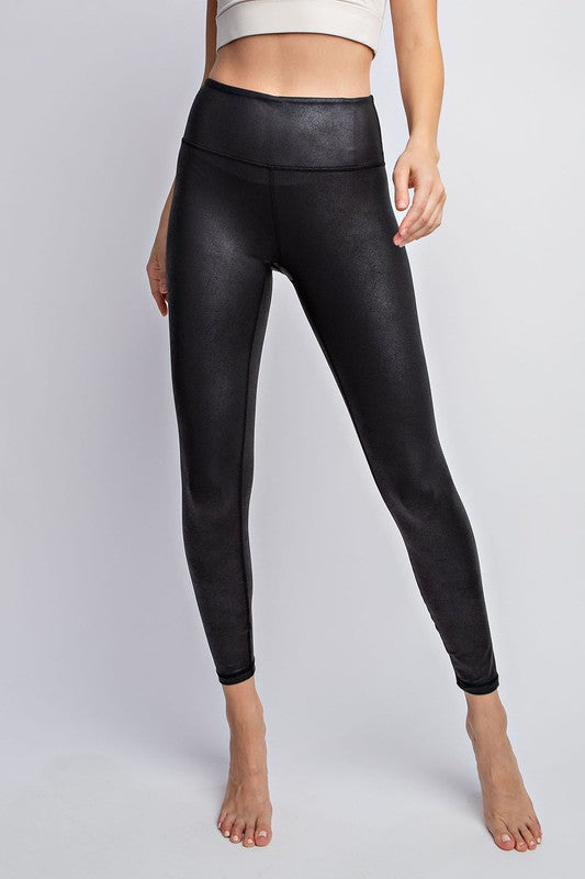 Shop Plus Size Women's PU Chintz Full-Length Leggings - Black, Leggings, USA Boutique