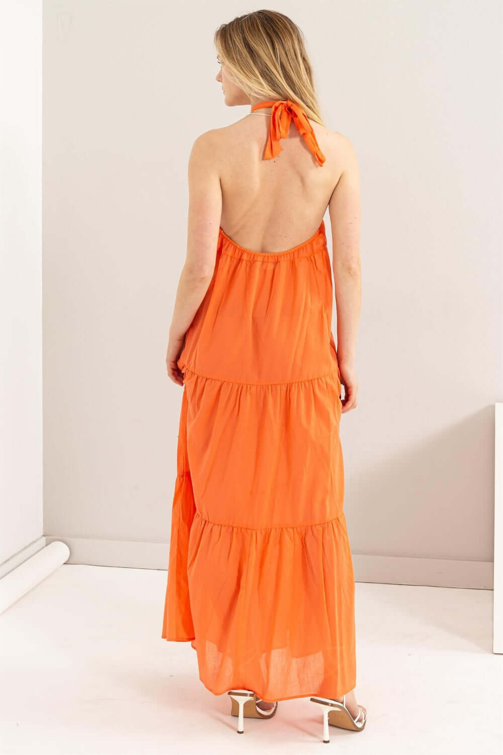 Orange Halter Neck Cover Up Maxi Dress for Summer Style, Dresses, $ 38.00, A Moment Of Now™