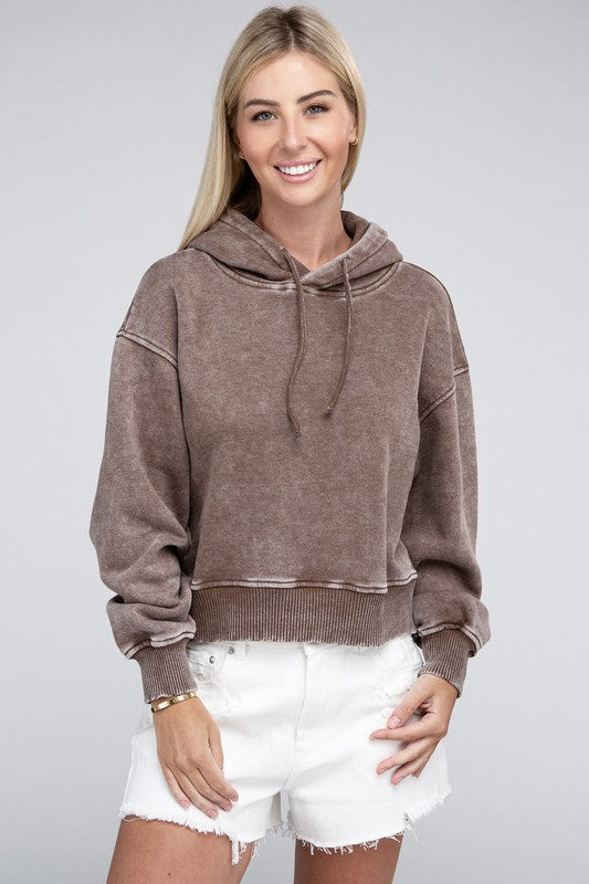 Acid Wash Fleece Hoodie, ZENANA, A Moment Of Now