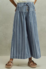 SO ME Mid Rise Stripe Denim Washed Pleat Wide Leg Pants, Pants, $ 69.00, A Moment Of Now™