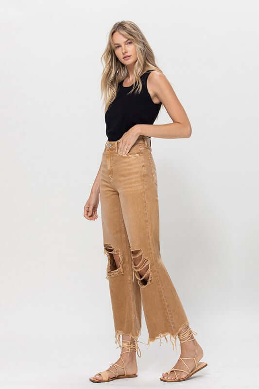 Kiss of California Brown 90's Vintage Crop Flare Jeans, VERVET by Flying Monkey, A Moment Of Now