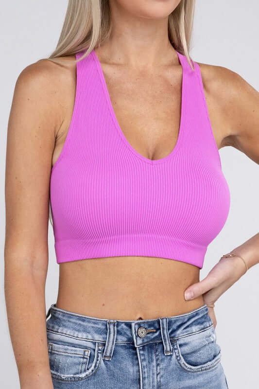 Shop Women's Ribbed Cropped Racerback Tank Top | Shop Boutique Clothing, Tank Tops, USA Boutique