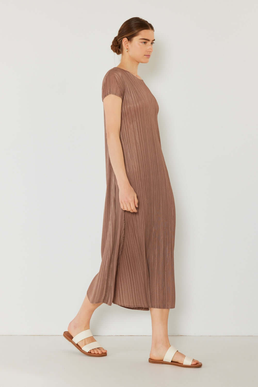 Solid Pleated Cap Sleeve A-Line Dress, Marina West Swim, $ 63.00