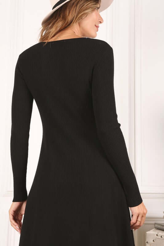 Knitted Fit Long Sleeve Flare Mini Dress - Perfect for Any Occasion, Dresses, $ 51.95, A Moment Of Now™
