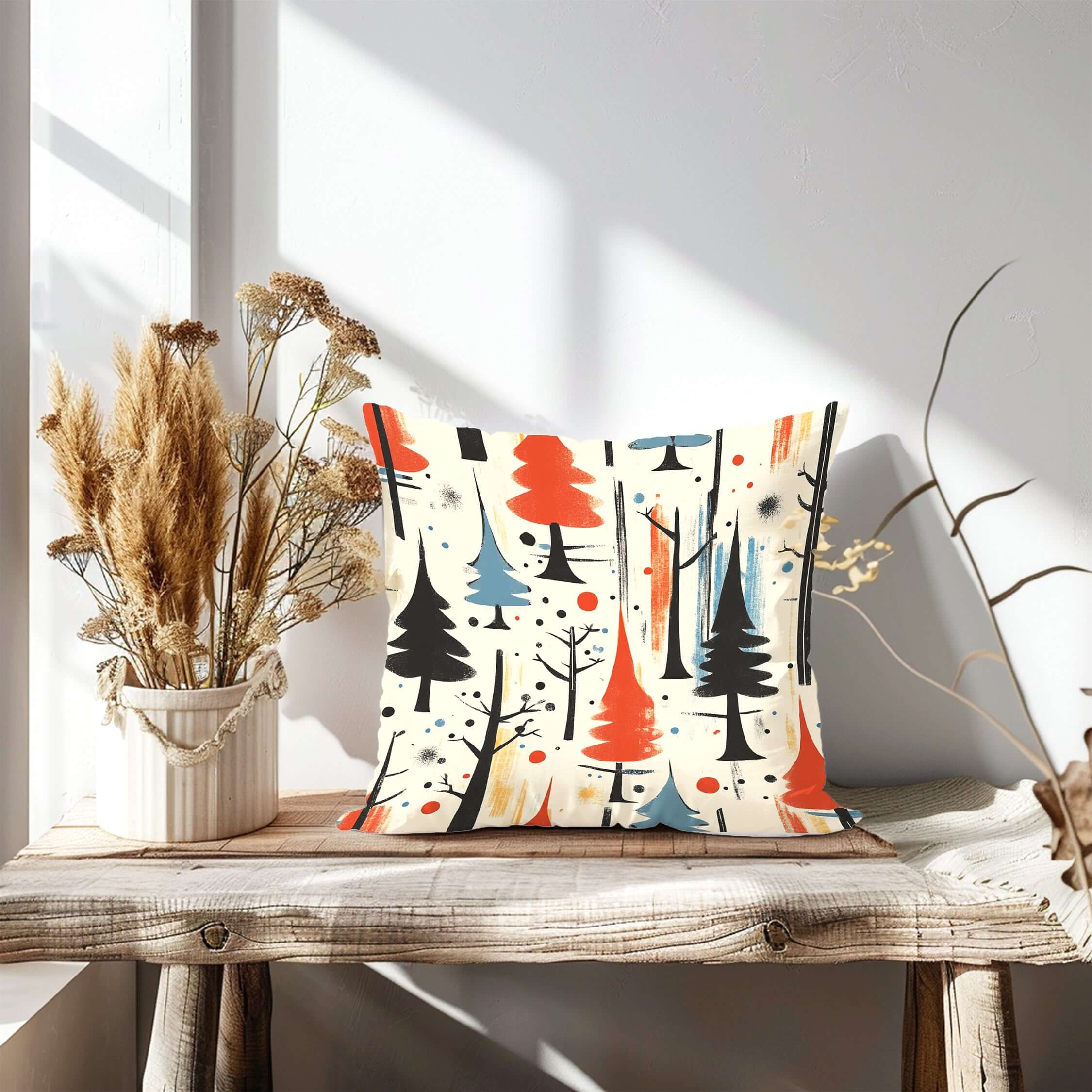Christmas Holiday Tree Pattern Premium Throw Pillow Decorative Cushion