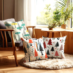 Christmas Holiday Tree Pattern Premium Throw Pillow Decorative Cushion