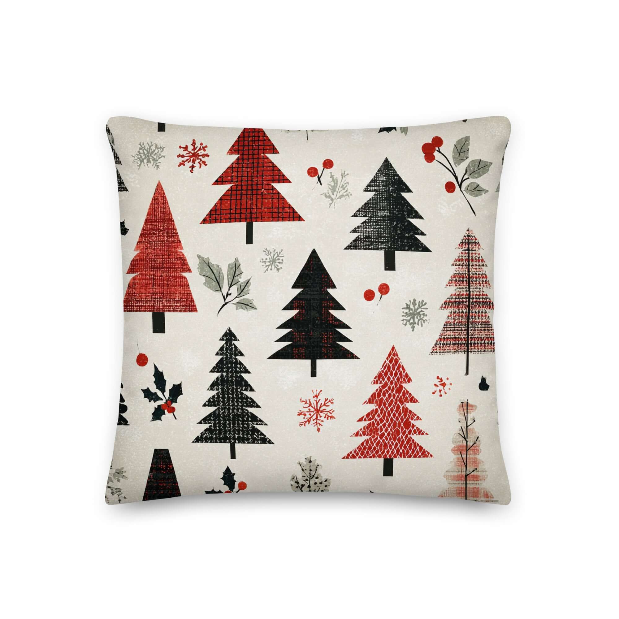 Christmas Holiday Tree Pattern Premium Throw Pillow Decorative Cushion
