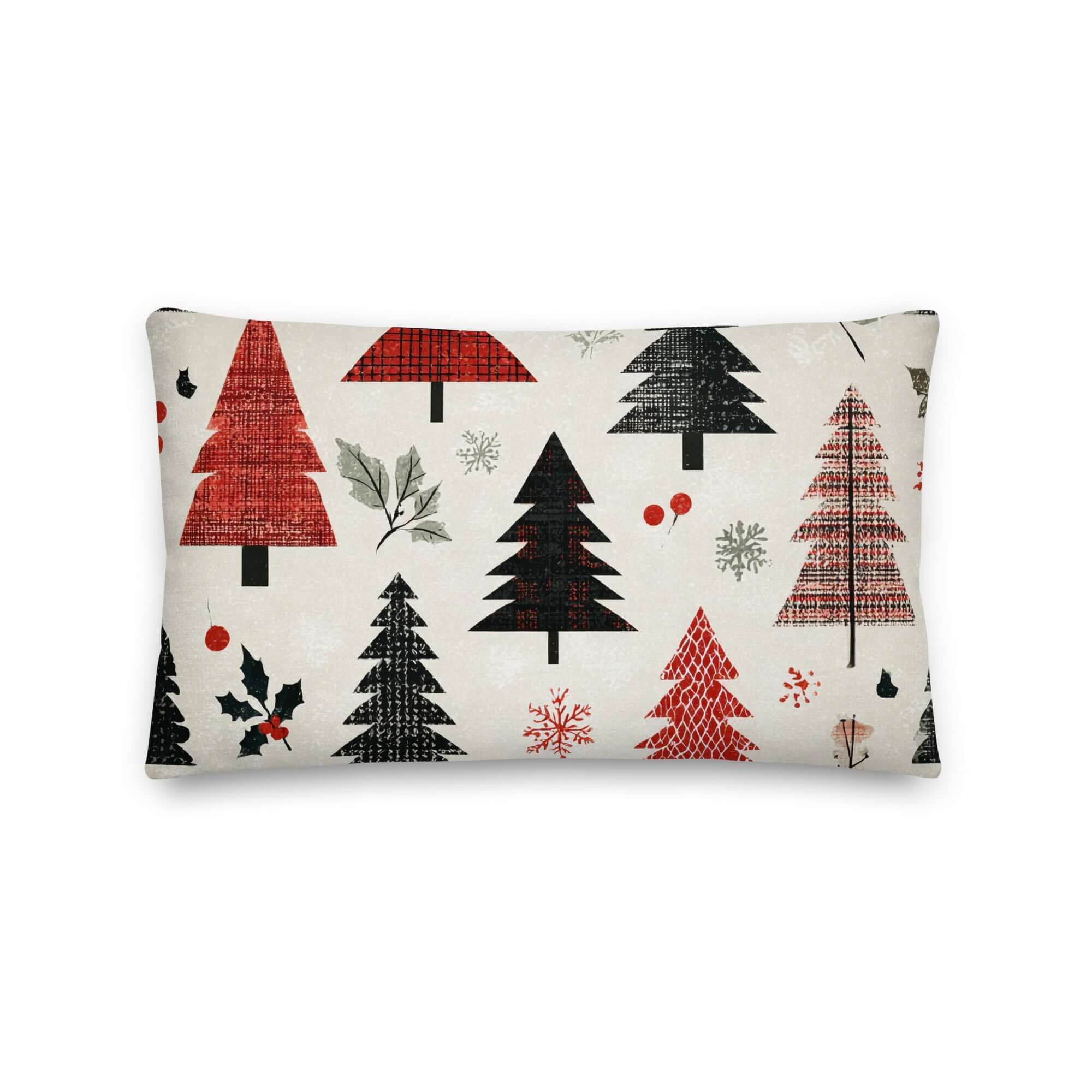 Christmas Holiday Tree Pattern Premium Throw Pillow Decorative Cushion