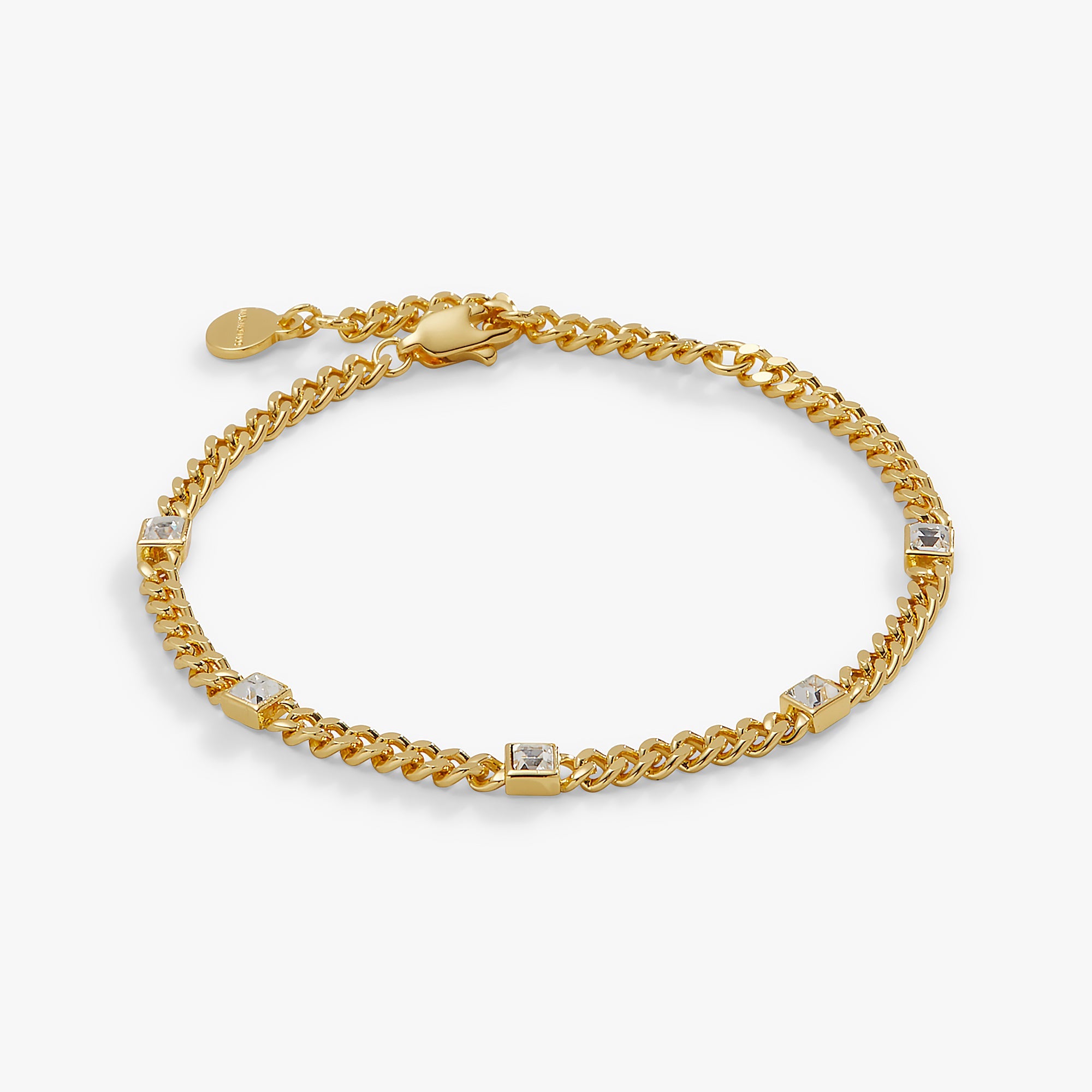 April Birthstone Clear Crystal Curb Chain Bracelet, Bracelets, $ 28.00, A Moment Of Now™
