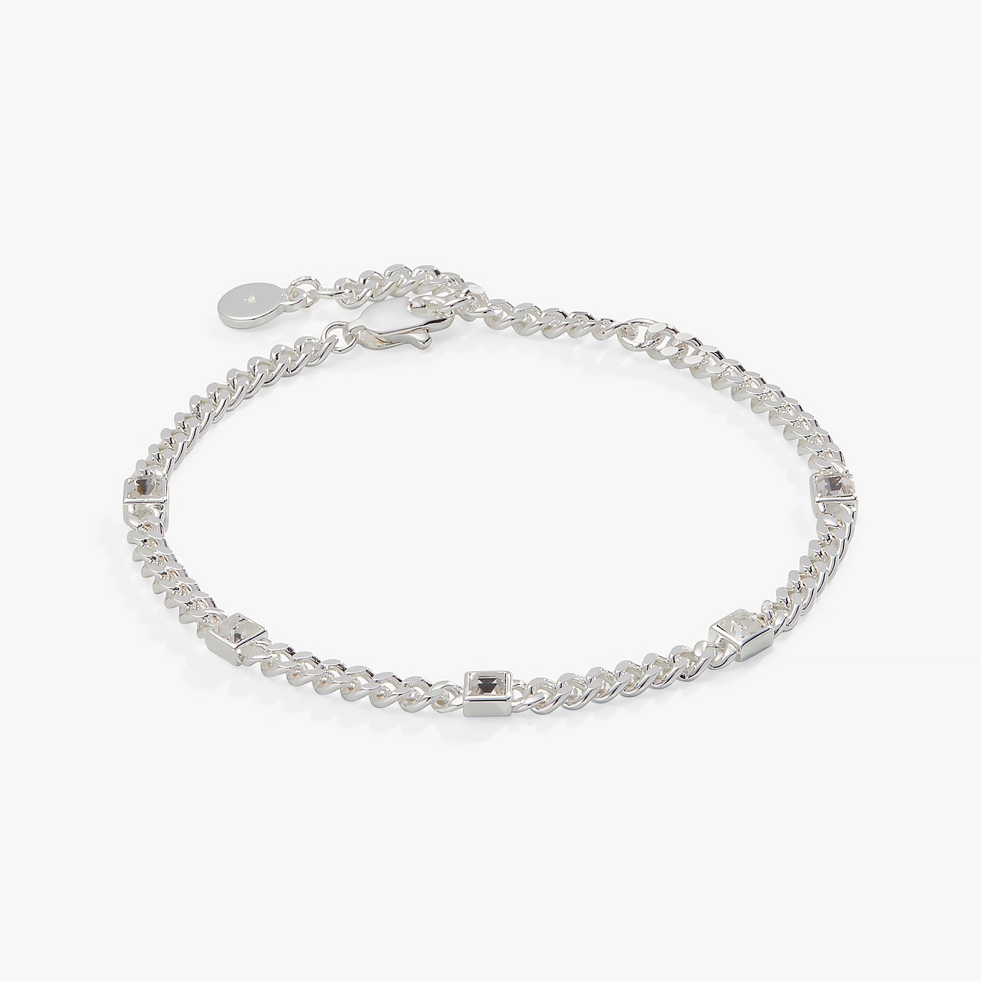April Birthstone Clear Crystal Curb Chain Bracelet, Bracelets, $ 28.00, A Moment Of Now™