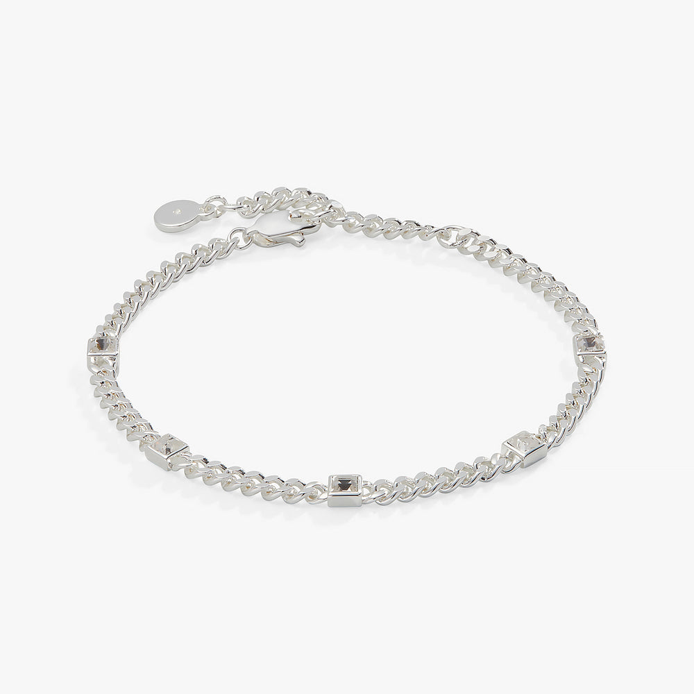 April Birthstone Clear Crystal Curb Chain Bracelet, Bracelets, $ 28.00, A Moment Of Now™