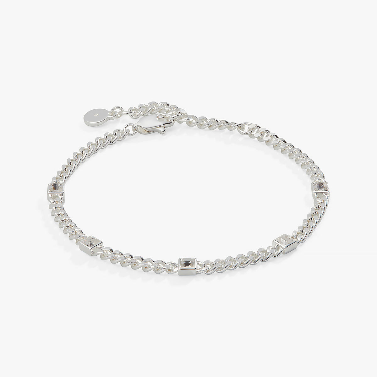 April Birthstone Clear Crystal Curb Chain Bracelet, Bracelets, $ 28.00, A Moment Of Now™