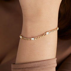 April Birthstone Clear Crystal Curb Chain Bracelet, Bracelets, $ 28.00, A Moment Of Now™