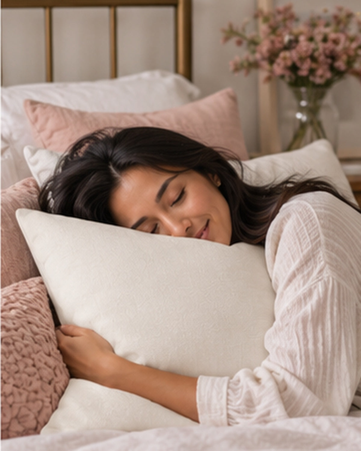 Cloud Veil Throw Pillow — Soft Warm White Neutral Decorative Accent Pillow