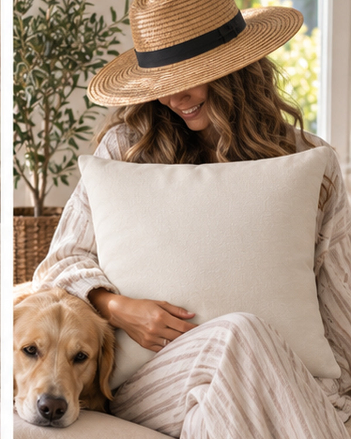 Cloud Veil Throw Pillow — Soft Warm White Neutral Decorative Accent Pillow