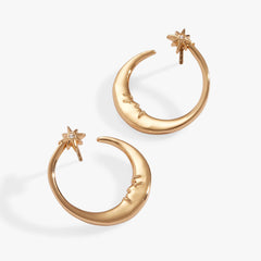 Crescent Moon Hoop Earrings, Earrings, $ 28.00, A Moment Of Now™