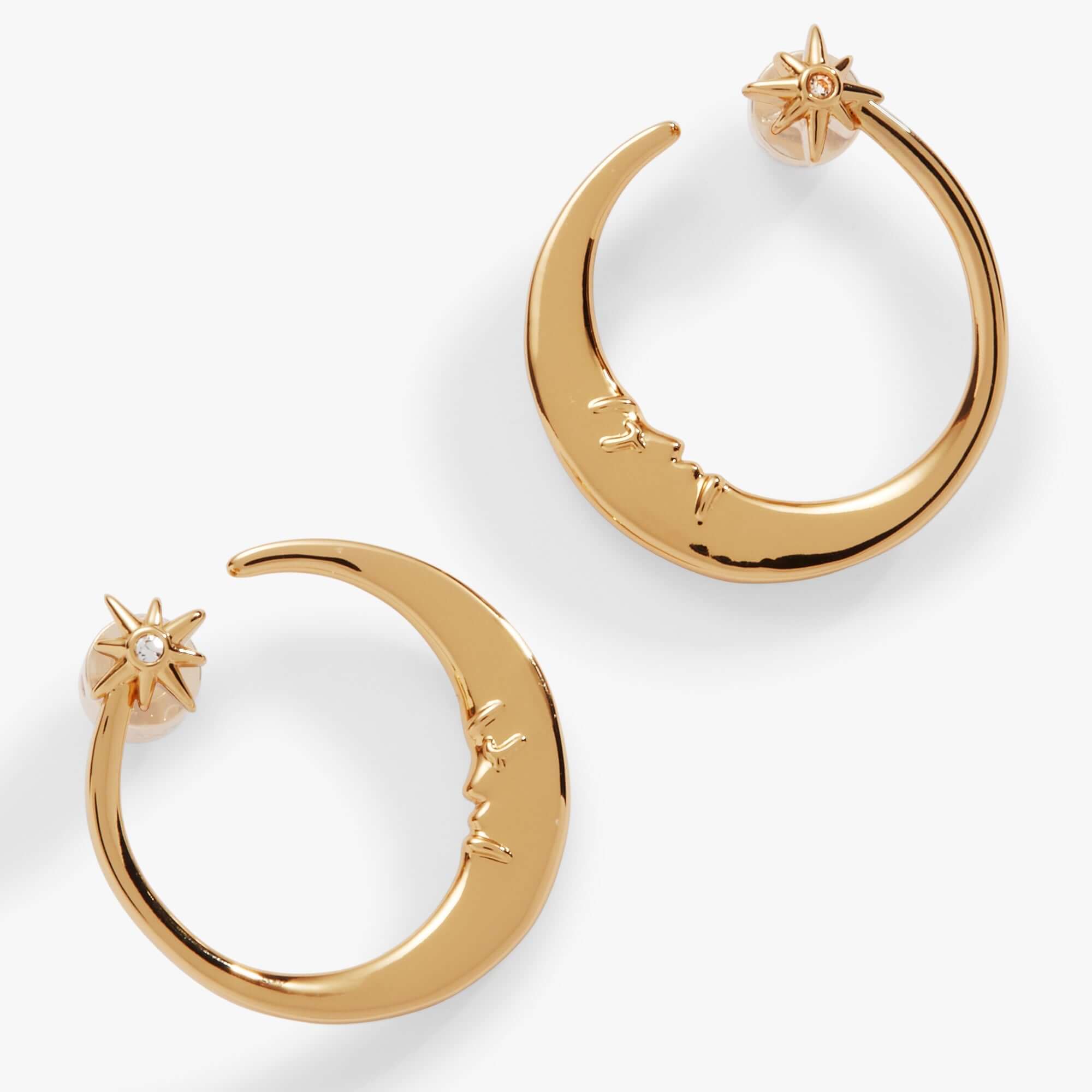 Crescent Moon Hoop Earrings, Earrings, $ 28.00, A Moment Of Now™