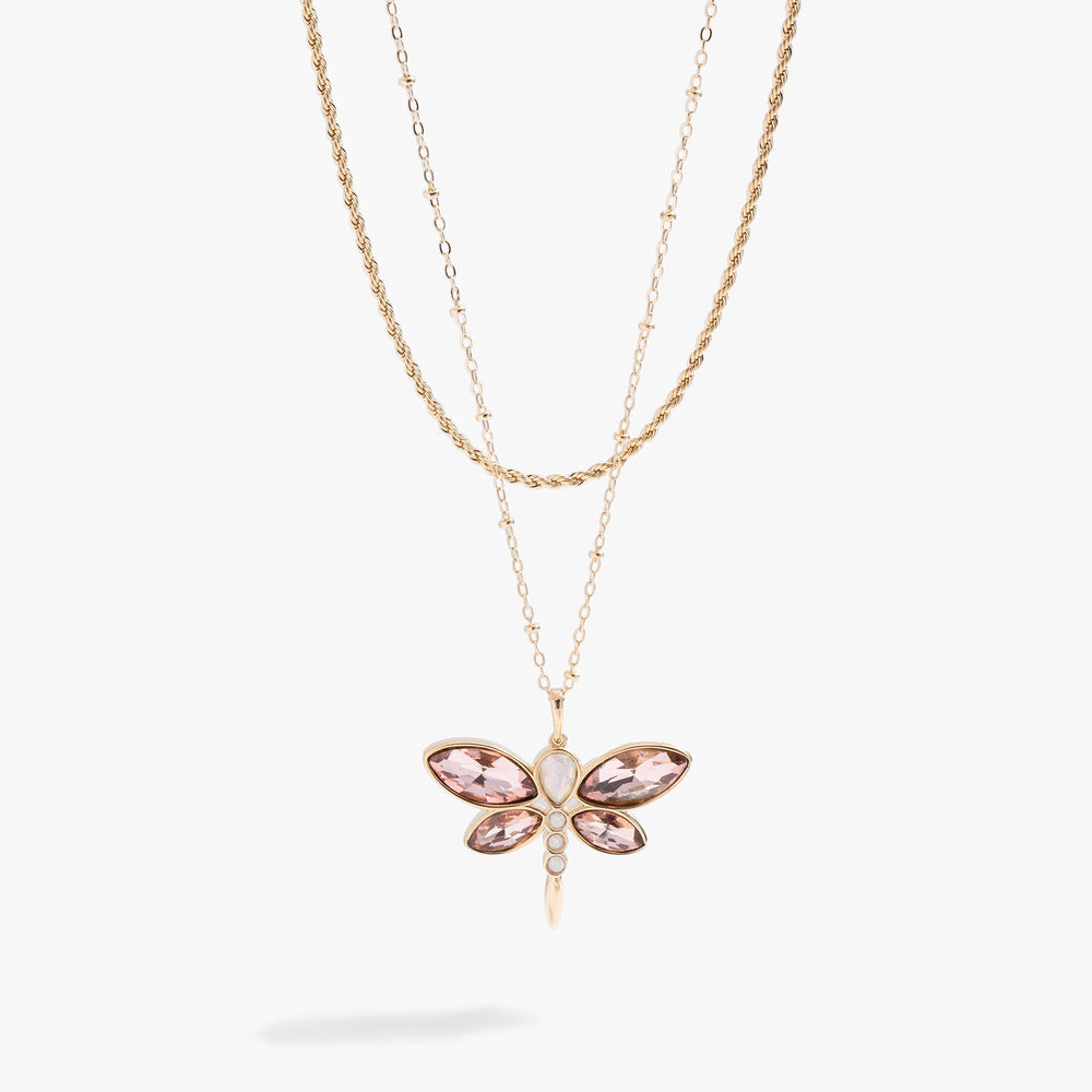 Crystal Dragonfly Double Layer Necklace, Necklaces, $ 58.00, A Moment Of Now™