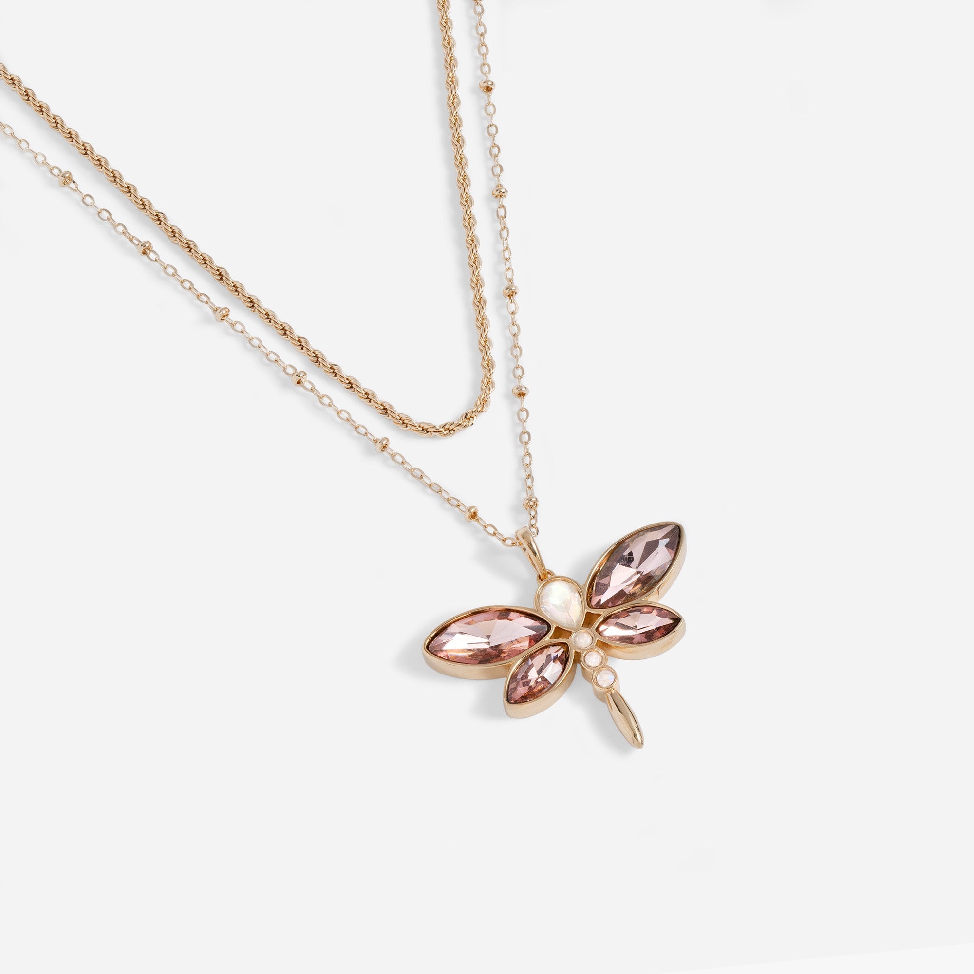 Crystal Dragonfly Double Layer Necklace, Necklaces, $ 58.00, A Moment Of Now™