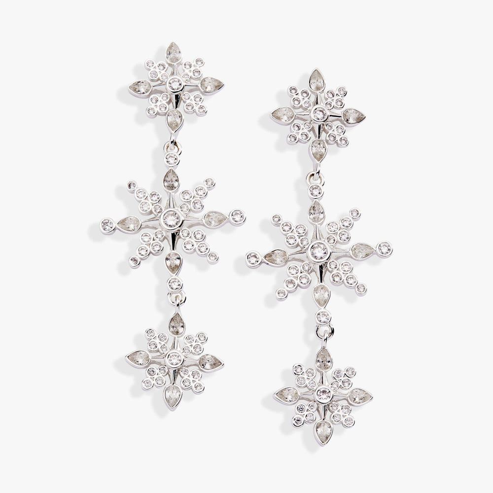 Crystal Snowflake Linear Earrings, Earrings, $ 48.00, A Moment Of Now™