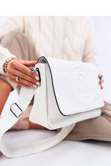 White Flap Over Wide Strap Crossbody Bag