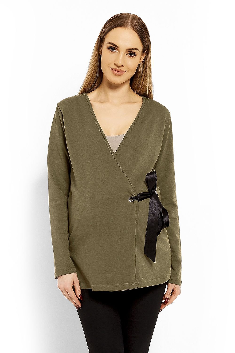 Front Wrap with Tie Maternity Blouse Top