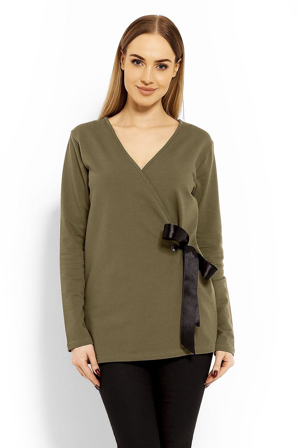 Front Wrap with Tie Maternity Blouse Top