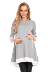 3/4 Sleeve Mini Asymmetrical Flowy Maternity Tunic Top