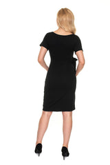 Envelop Neckline Fitted Maternity Dress with Front Tie