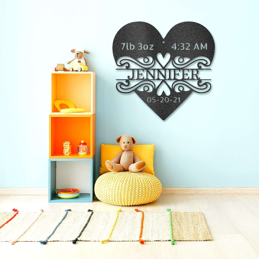 Custom Newborn Love Monogram Steel Metal Wall Decal, Metal Signs, $ 62.95, A Moment Of Now™