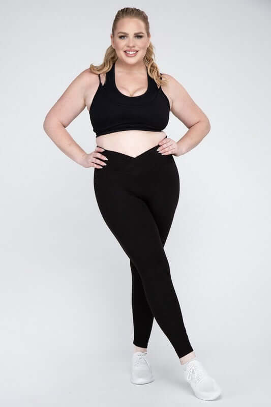 Plus Size V Waist Full Length Leggings, Rae Mode, $ 32.95