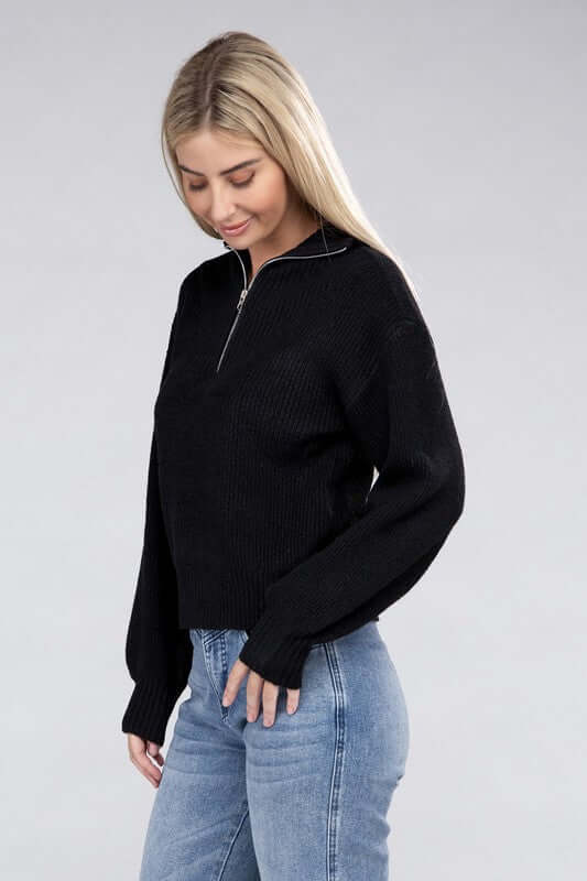 Easy-Wear Half-Zip Pullover Sweater