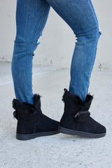 Black Plush Thermal Flat Short Boots