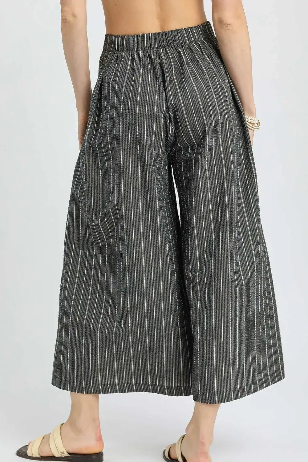 Black Pinstripe Crop Palazzo Wide Leg Pants, Pants, $ 60.00, A Moment Of Now™