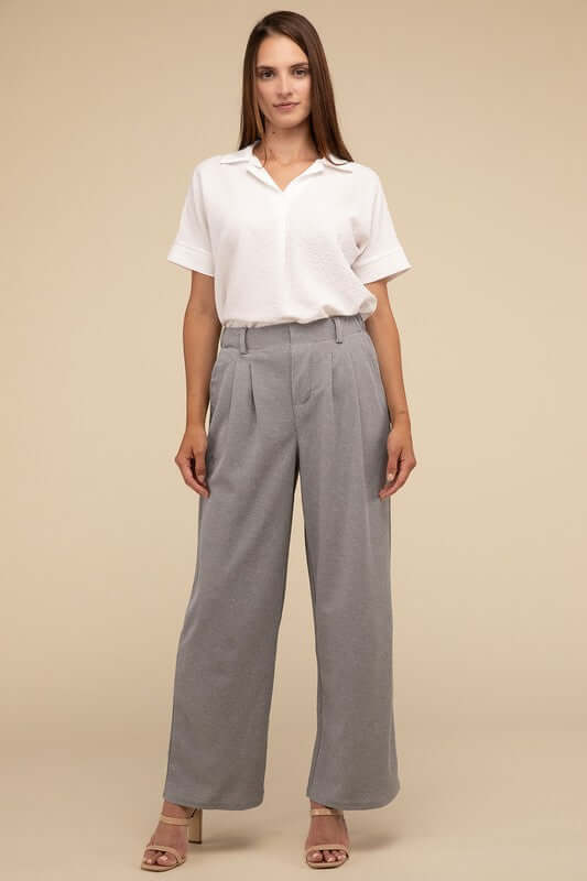 Waffle Elastic Waistband Trouser Pants, Lilou, A Moment Of Now