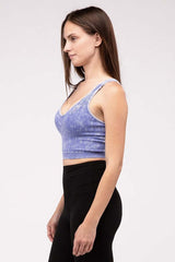 Washed Ribbed Cropped V-Neck Tank Top, ZENANA, $ 25.95