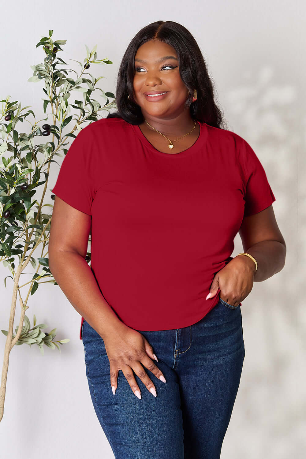 Solid Casual Round Neck Short Sleeve T-Shirt - Trendy Comfort, T-shirts, $ 19.00, A Moment Of Now™