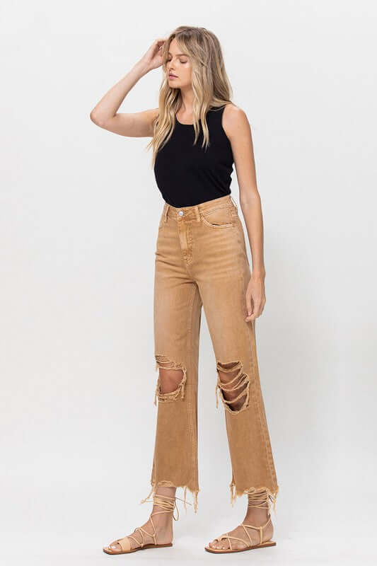 Kiss of California Brown 90's Vintage Crop Flare Jeans, VERVET by Flying Monkey, $ 62.95